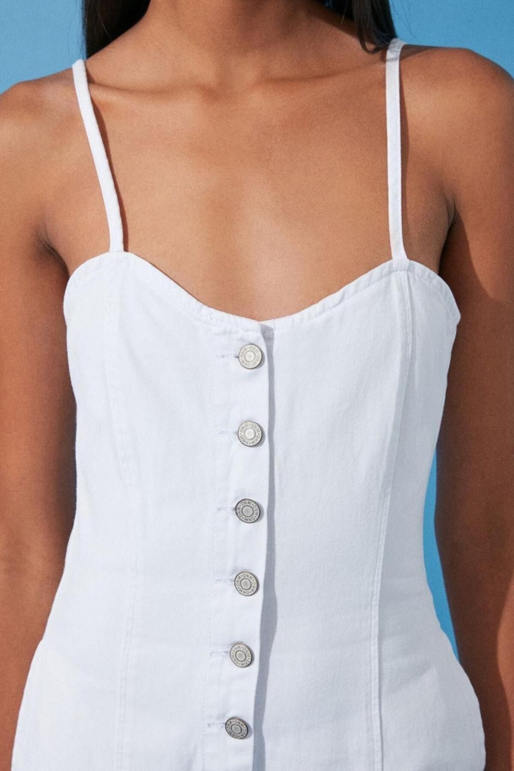 Kadın Moda İnce Askılı Boru Paça V Yaka Düz Desen Uzun Askılı Kalp Yaka Wide Leg Denim Tulum