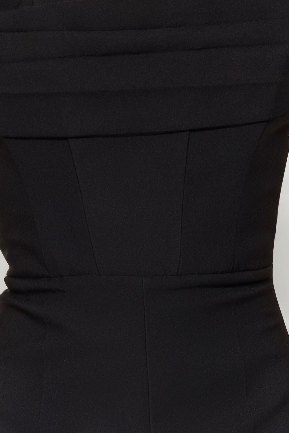 Kadın Moda Standart Kol Geniş Paça Straplez Düz Desen Regular Korse Detaylı Dokuma Tulum