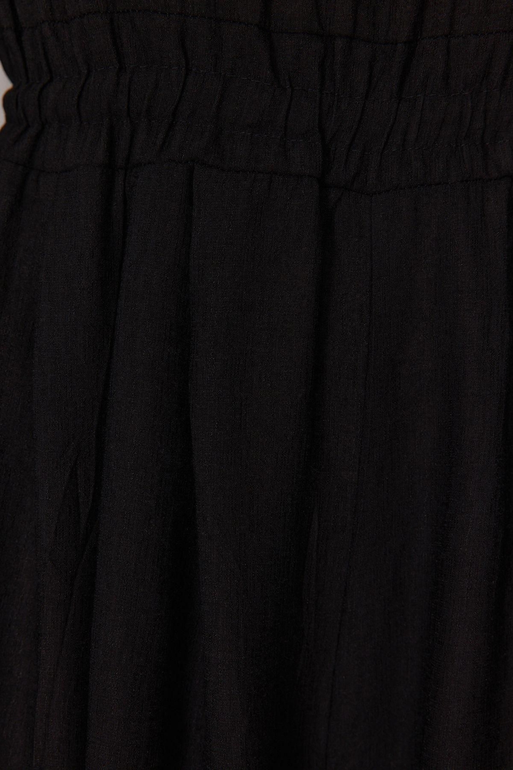 Tesettür Kadın Moda Geniş Paça Bisiklet Yaka Uzun Belden Lastikli Rahat Kesim Keten Görünümlü Tulum