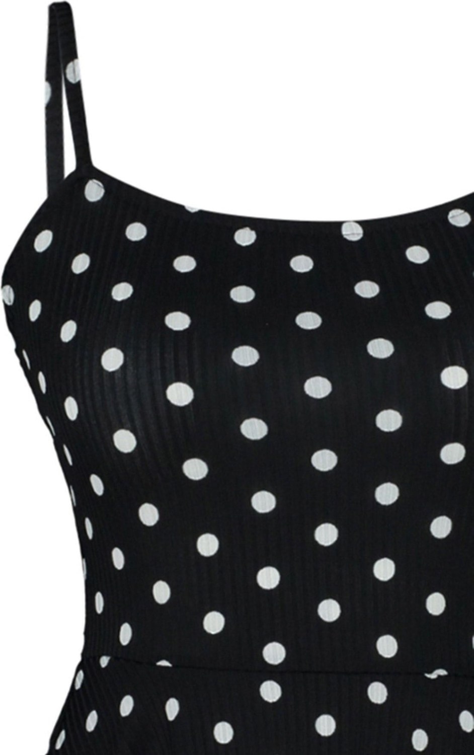 Kadın Moda Dar Paça Kare Yaka Puantiyeli Desen Kısa Baskılı Askılı Volanlı Şortlu Mini Örme Tulum
