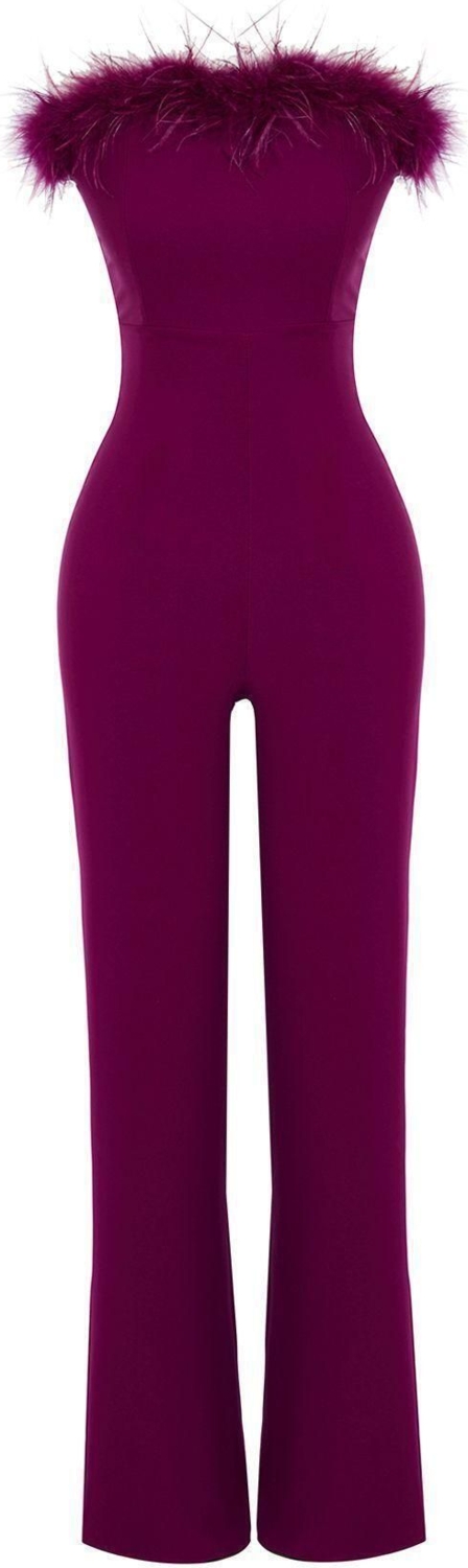 Kadın Moda Standart Kol Geniş Paça Straplez Düz Desen Regular Bol Paça Otrişli Dokuma Tulum