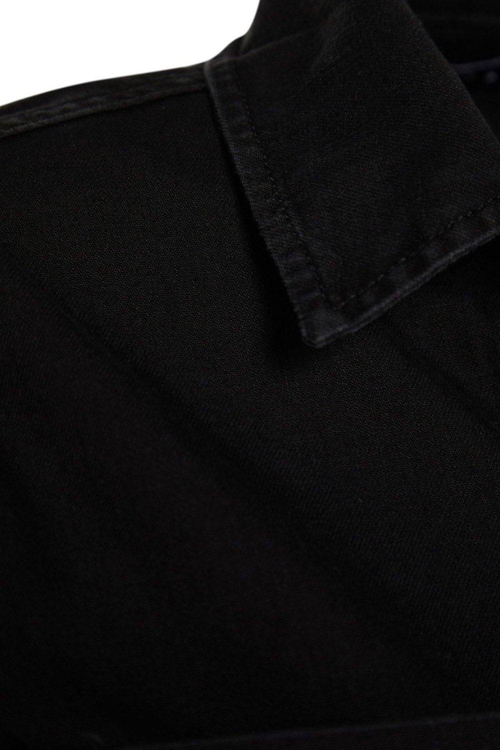 Kadın Moda Standart Kol Geniş Paça Gömlek Yaka Düz Desen Uzun Belden Bağlamalı Denim Tulum
