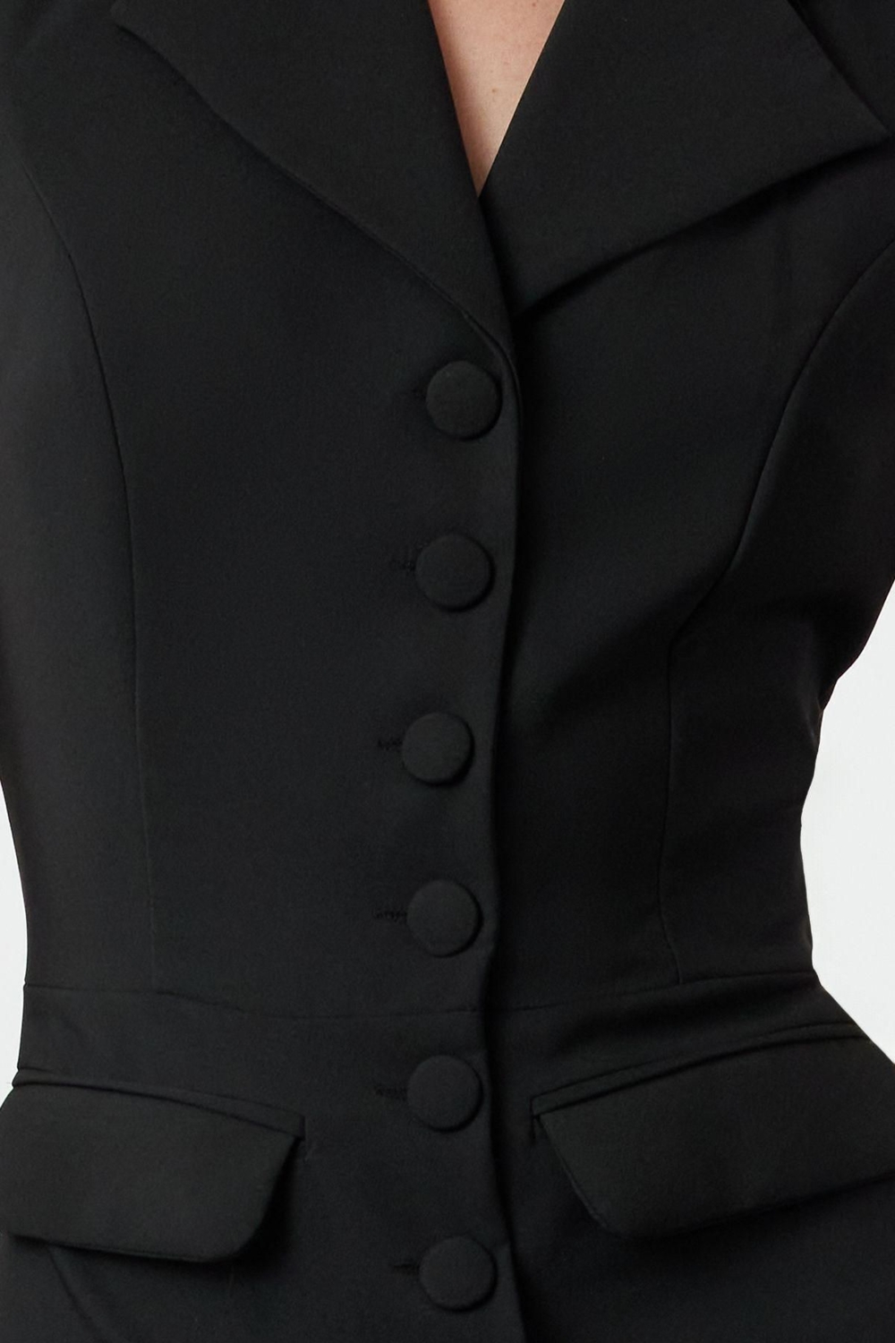 Kadın Moda Standart Kol Geniş Paça Ceket Yaka Düz Desen Uzun Ceket Yaka Detaylı Maxi Dokuma Tulum