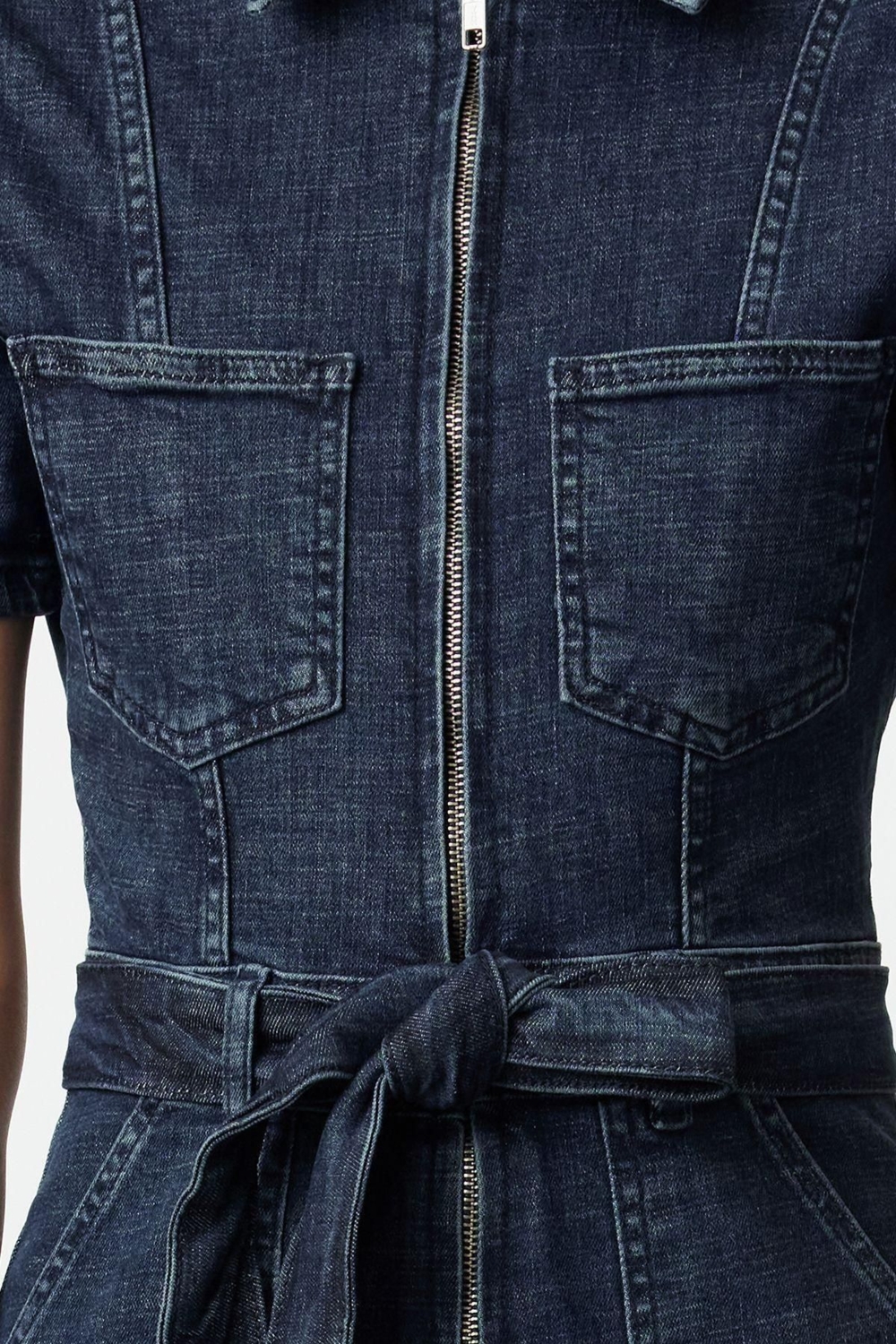 Kadın Moda Standart Kol Geniş Paça Gömlek Yaka Düz Desen Uzun Kuşaklı Denim Tulum