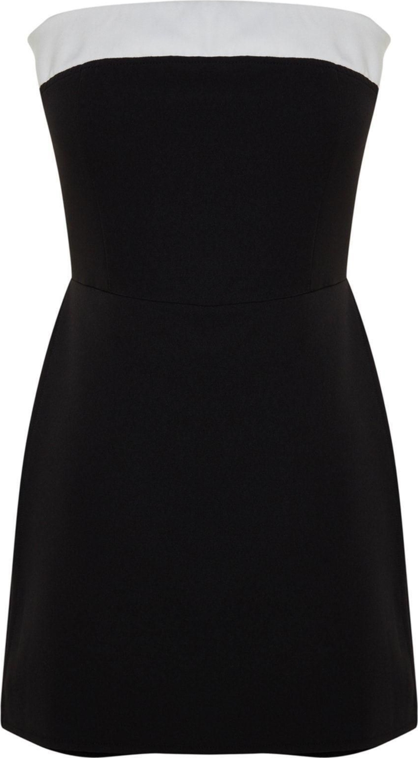 Kadın Moda Standart Kol Geniş Paça Straplez Kısa Straplez Renk Bloklu Mini Dokuma Şort Tulum