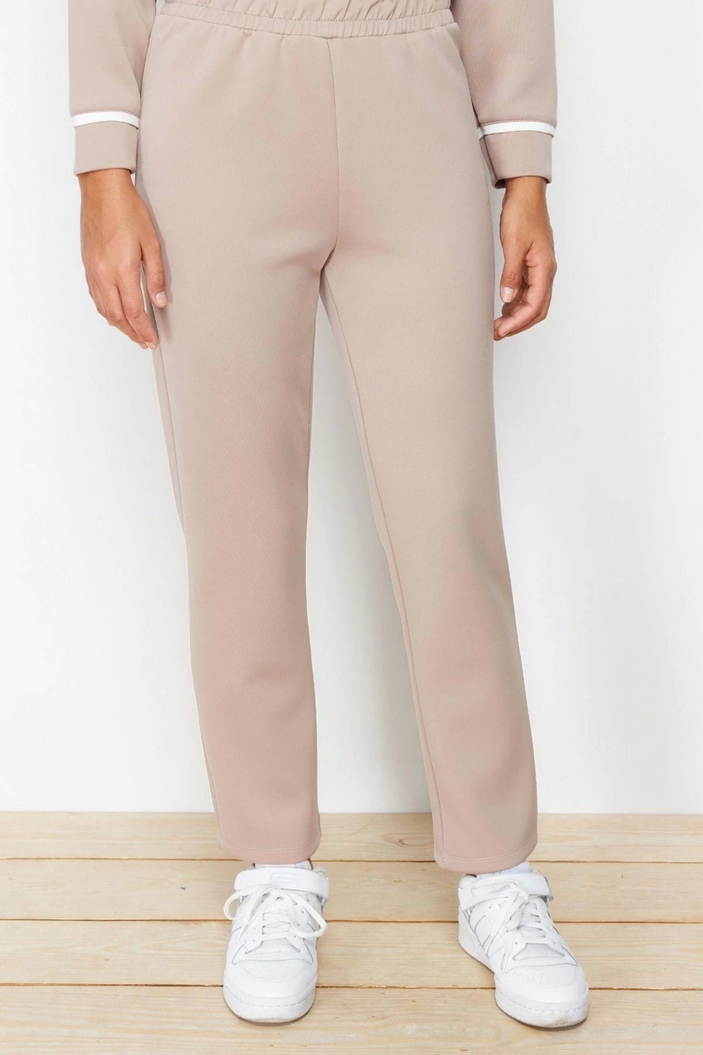 Moda Örme Düz Casual Günlük Taş Kapüşonlu Şerit Detaylı Dalgıç Scuba Örme Alt-Üst Takım