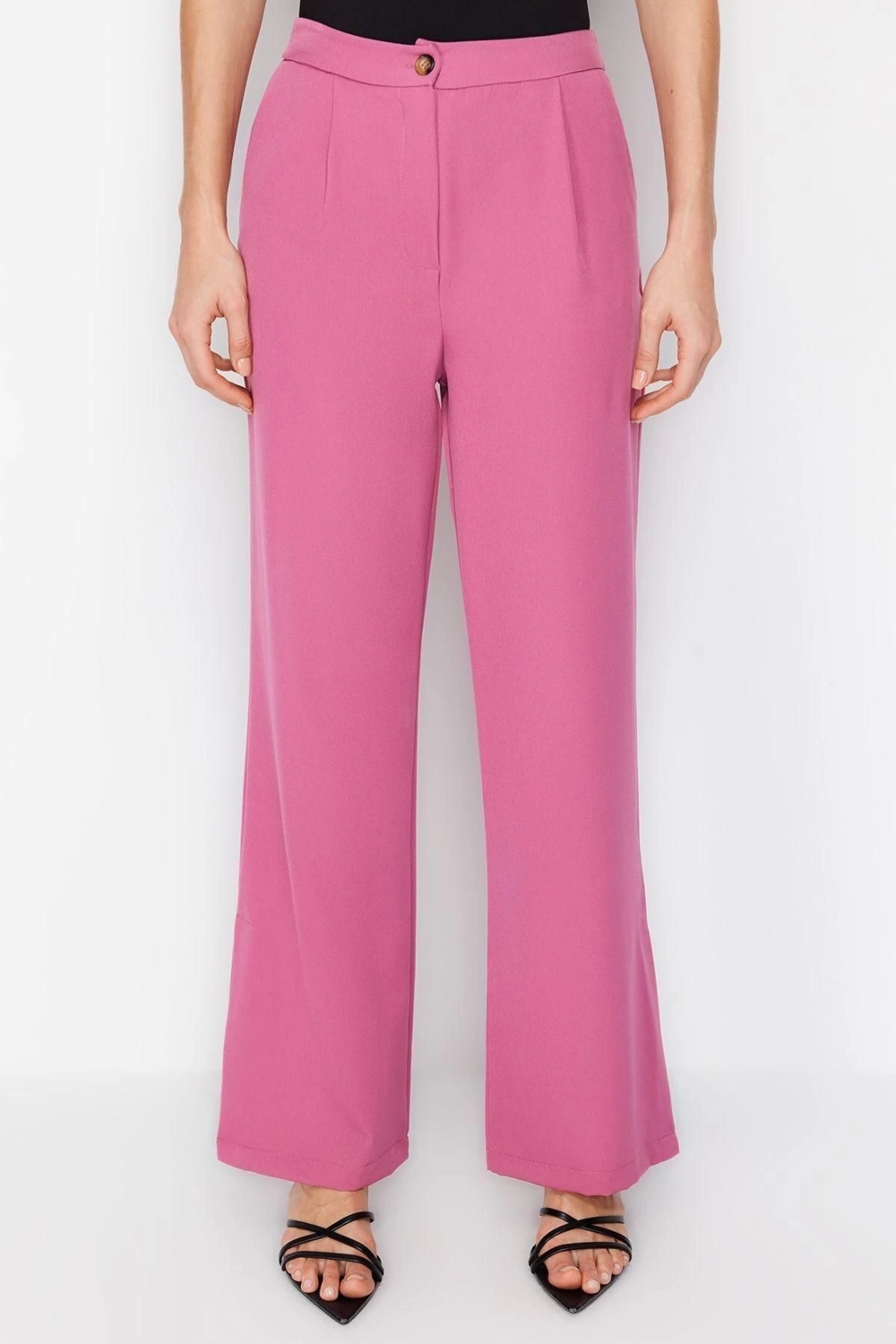 Moda Ceket Yaka Resmi Lila Regular Kalıp Yelek ve Wide Leg Geniş Paça Pantolon Dokuma Alt-Üst Takım