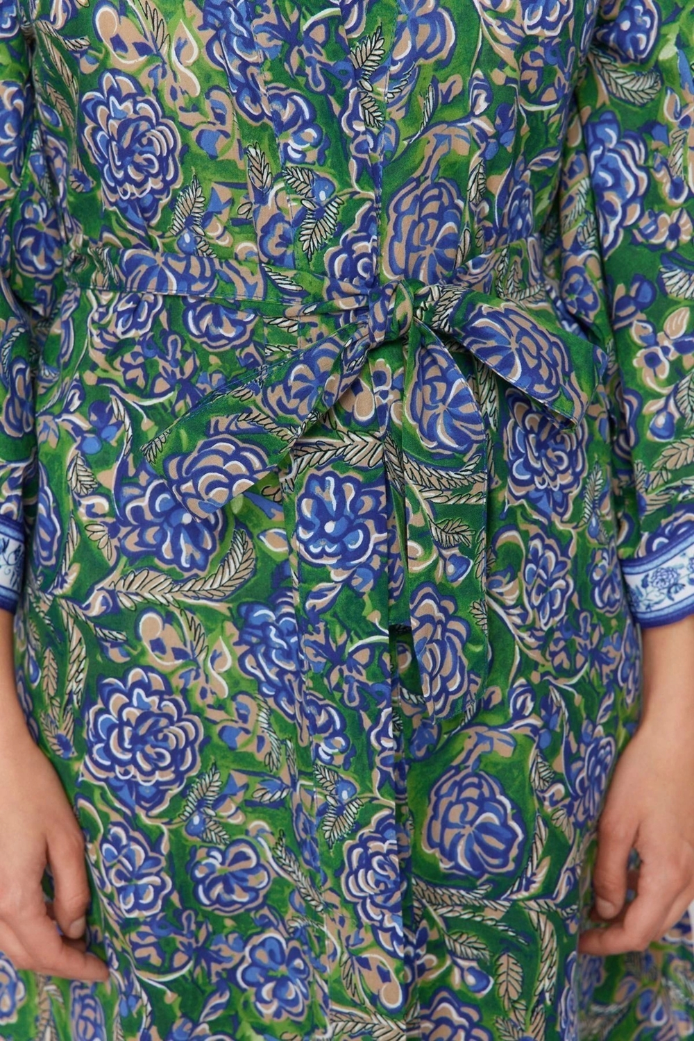 Moda Dokuma Oversize Kalıp Uzun Kruvaze Ay Kol Vual Basic Çiçekli Desen Kimono Kaftan
