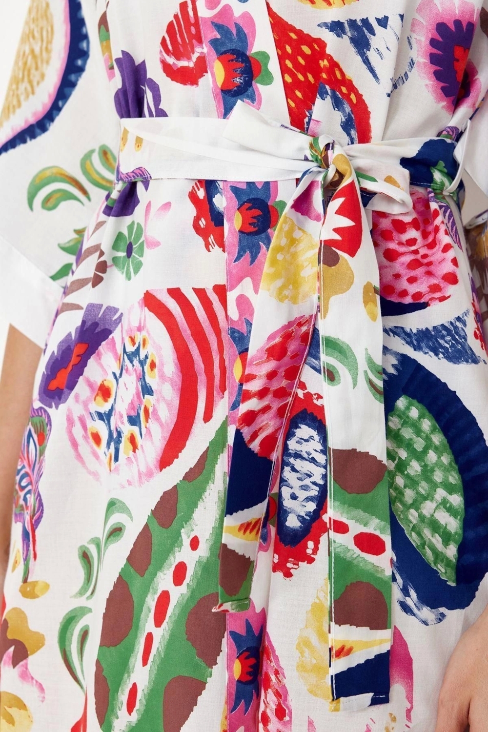 Moda Dokuma Regular Kalıp Uzun V Yaka Standart Kol Vual Basic Şal Desen Kimono Kaftan