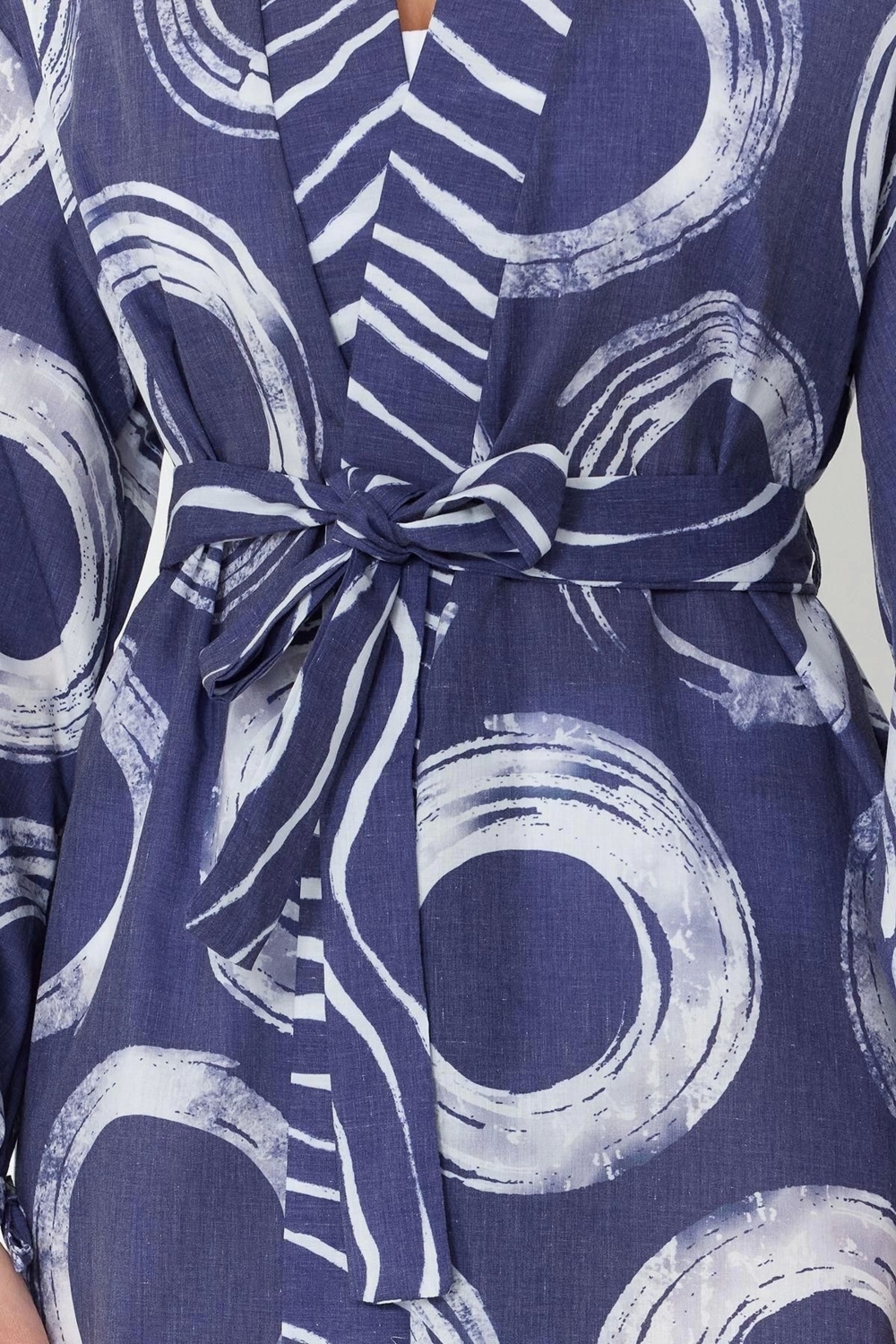 Moda Dokuma Oversize Kalıp Regular Kruvaze BüzgülüFırfırlı Kol Mesh Basic Geometrik Kimono Kaftan