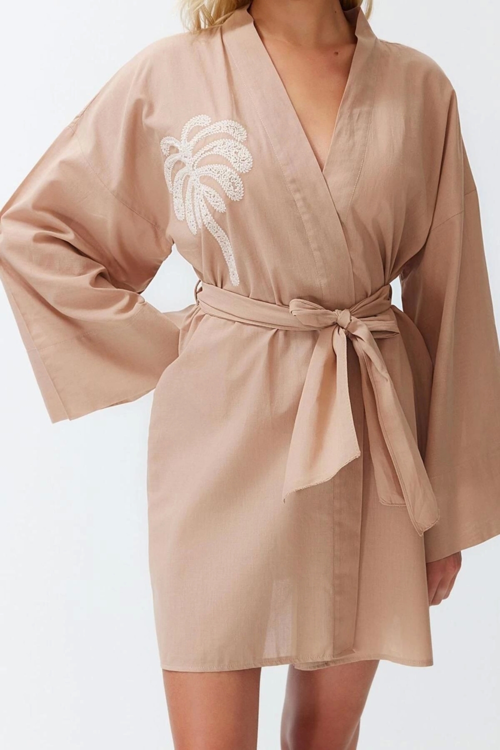 Moda Örme Regular Kalıp Midi Kruvaze İspanyol Kol Vual Basic Düz Desen Kimono Kaftan