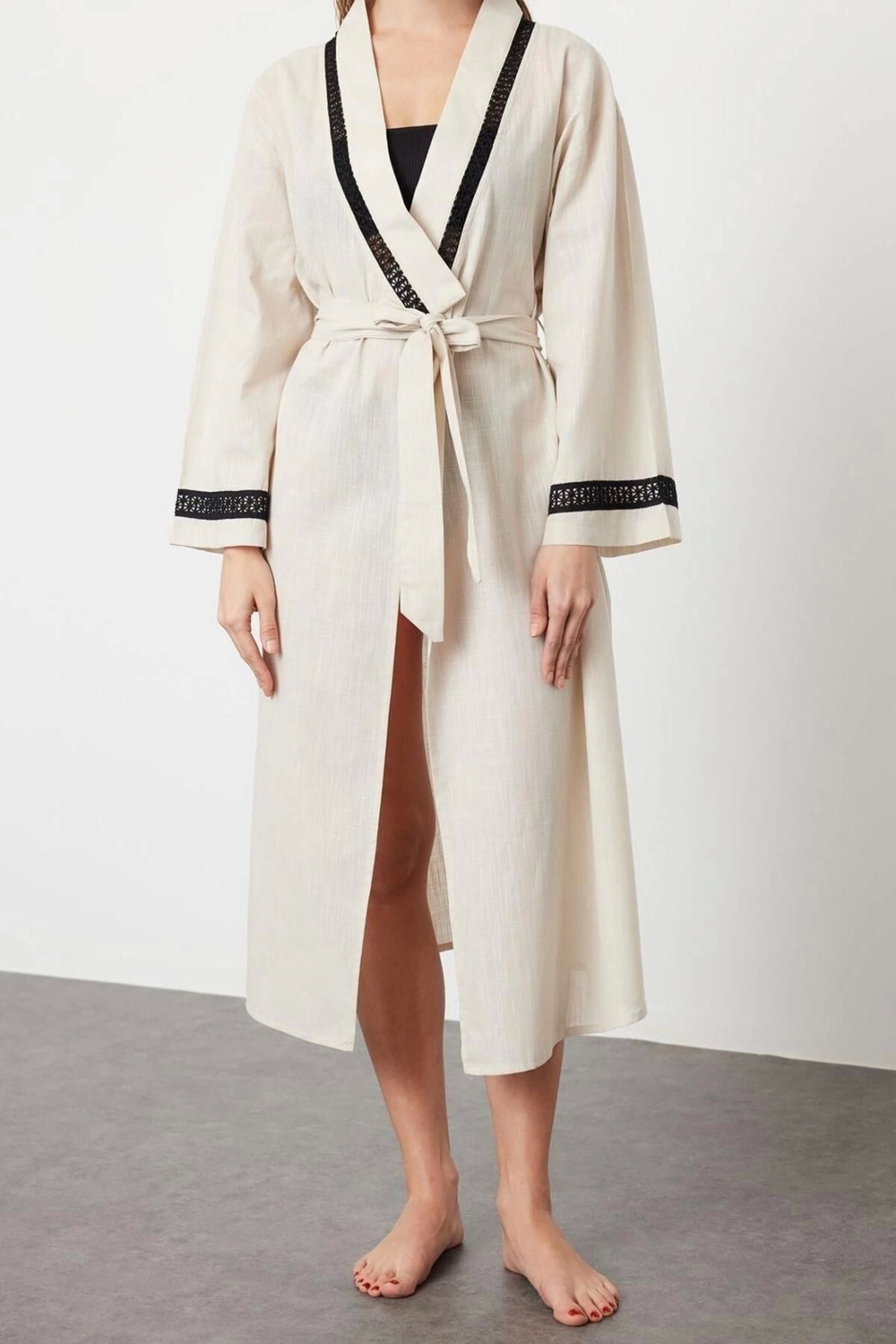 Moda Dokuma Oversize Kalıp Regular Kruvaze Ay Kol Yoryo Şifon Basic Düz Desen Kimono Kaftan