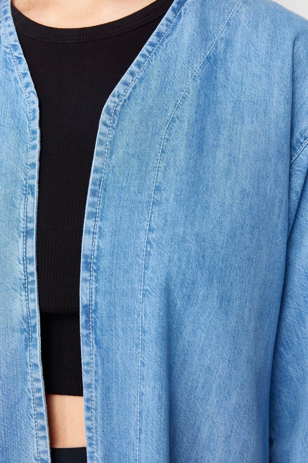 Moda Dokuma Oversize Kalıp Uzun Hakim Yaka Uzun Kol Bürümcük Basic Düz Desen Kimono Kaftan