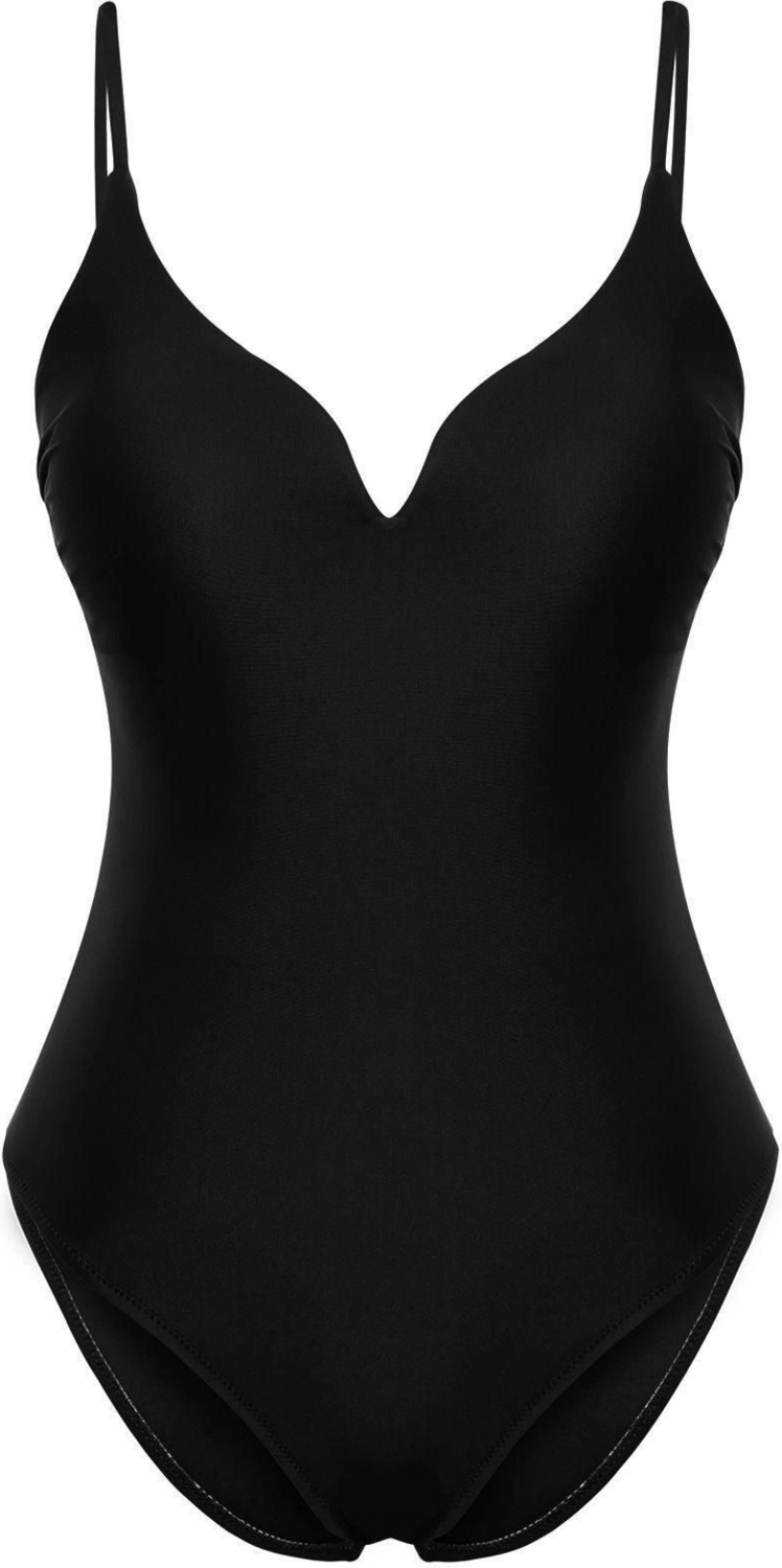 Kadın Moda Atma Kap Askılı Brief Yaka Siyah Regular Mayo