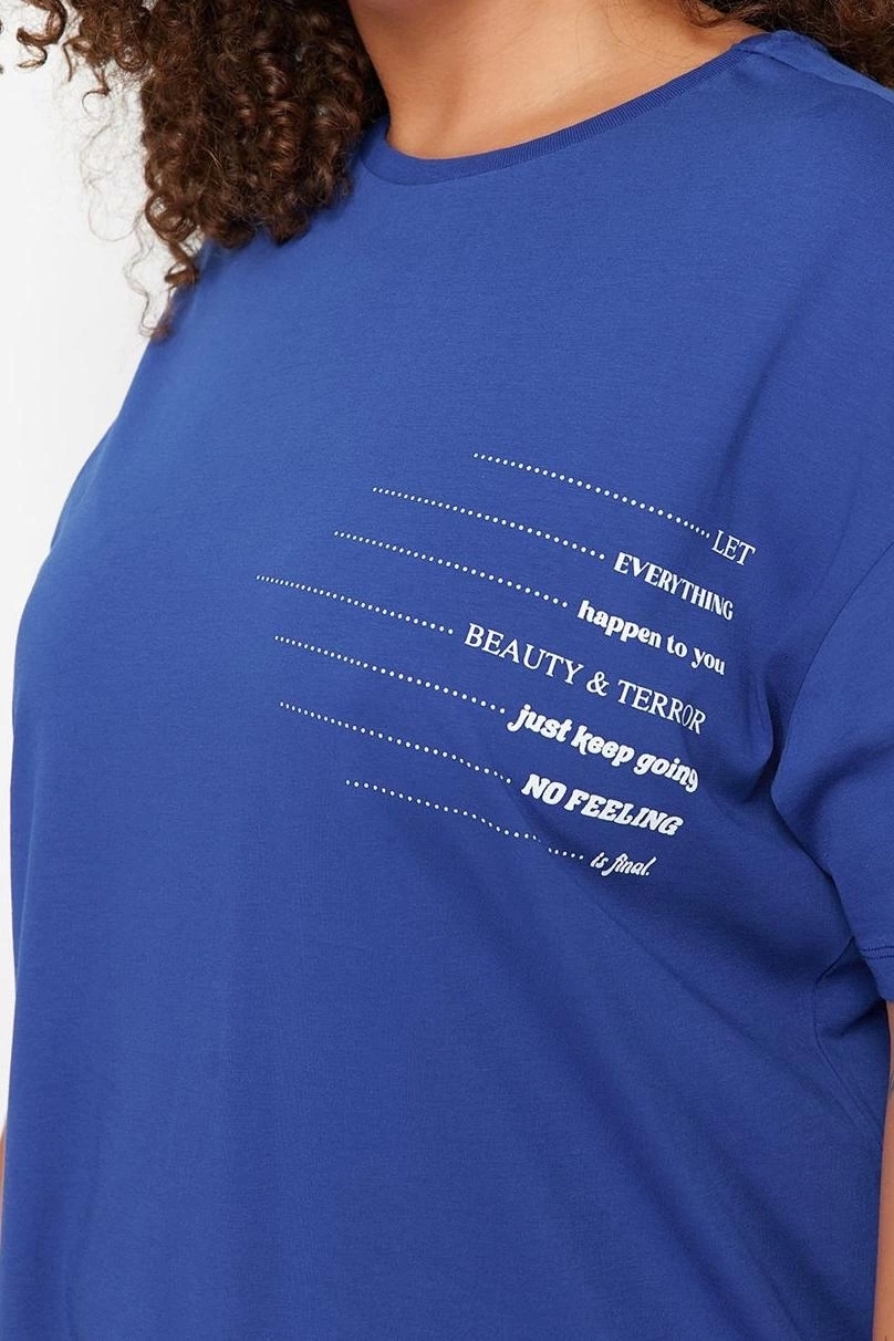 Moda Rahat Günlük Süprem Örme Bisiklet Yaka Kısa Kol T-Shirt Elbise Mini Boy Büyük Beden Elbise