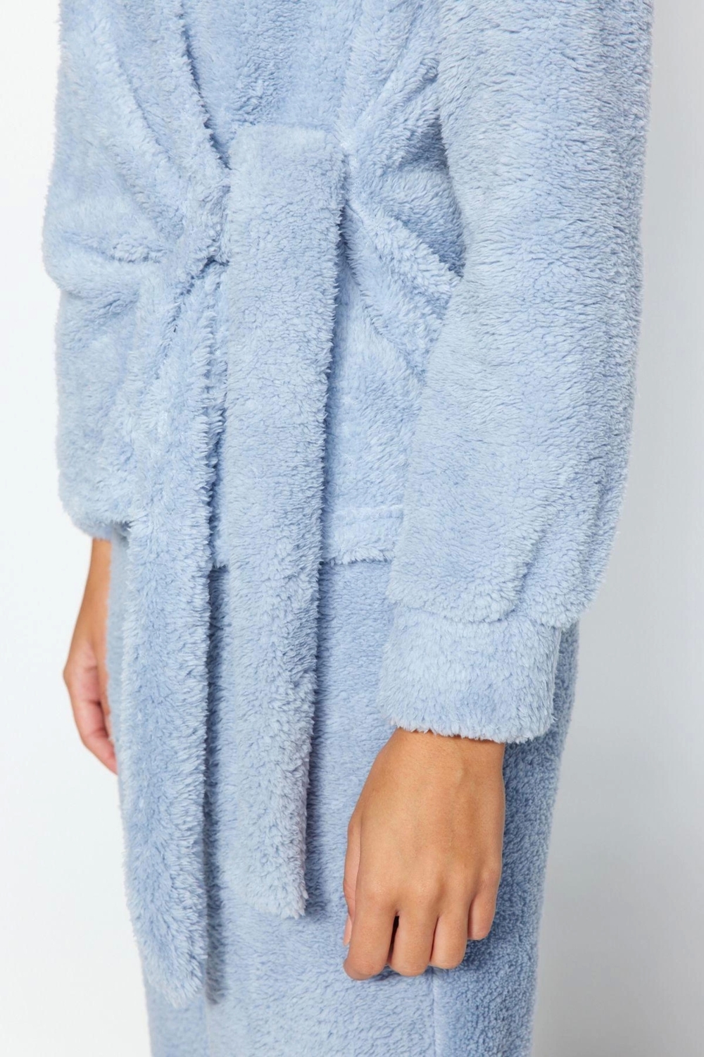 Tarz Rahat Uzun Kollu Boru Paça Pembe Yaka Wellsoft Kışlık Örme Pijama Takımı