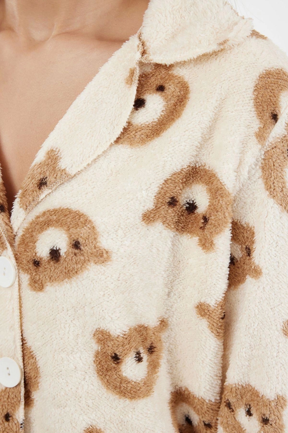 Tarz Rahat Uzun Kollu Geniş Paça Animal Wellsoft Örme Pijama Takımı