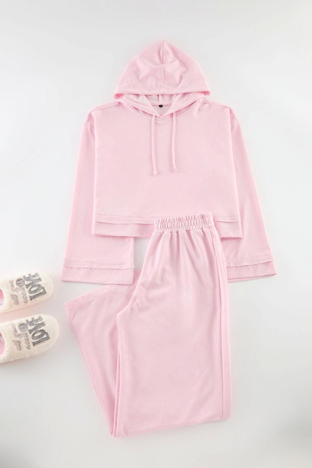 Tarz Rahat Uzun Kollu Geniş Paça Geniş Kalıp Örme Pijama Takımı