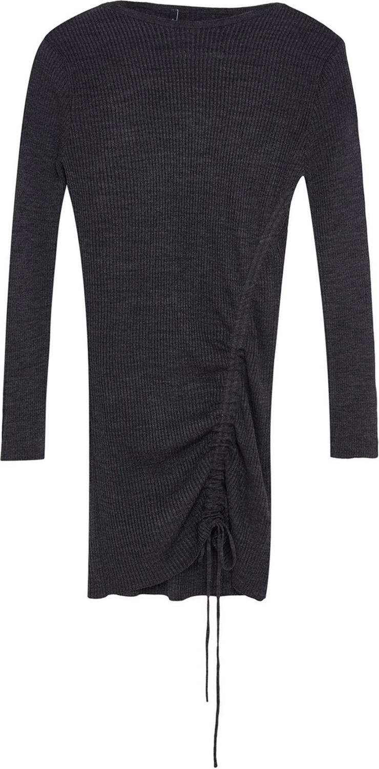 Kadınlar İçin Akrilik Bisiklet Yaka Bodycon Kesim Mini Elbise Büzgülü Tasarım Şıklığı Kaliteli