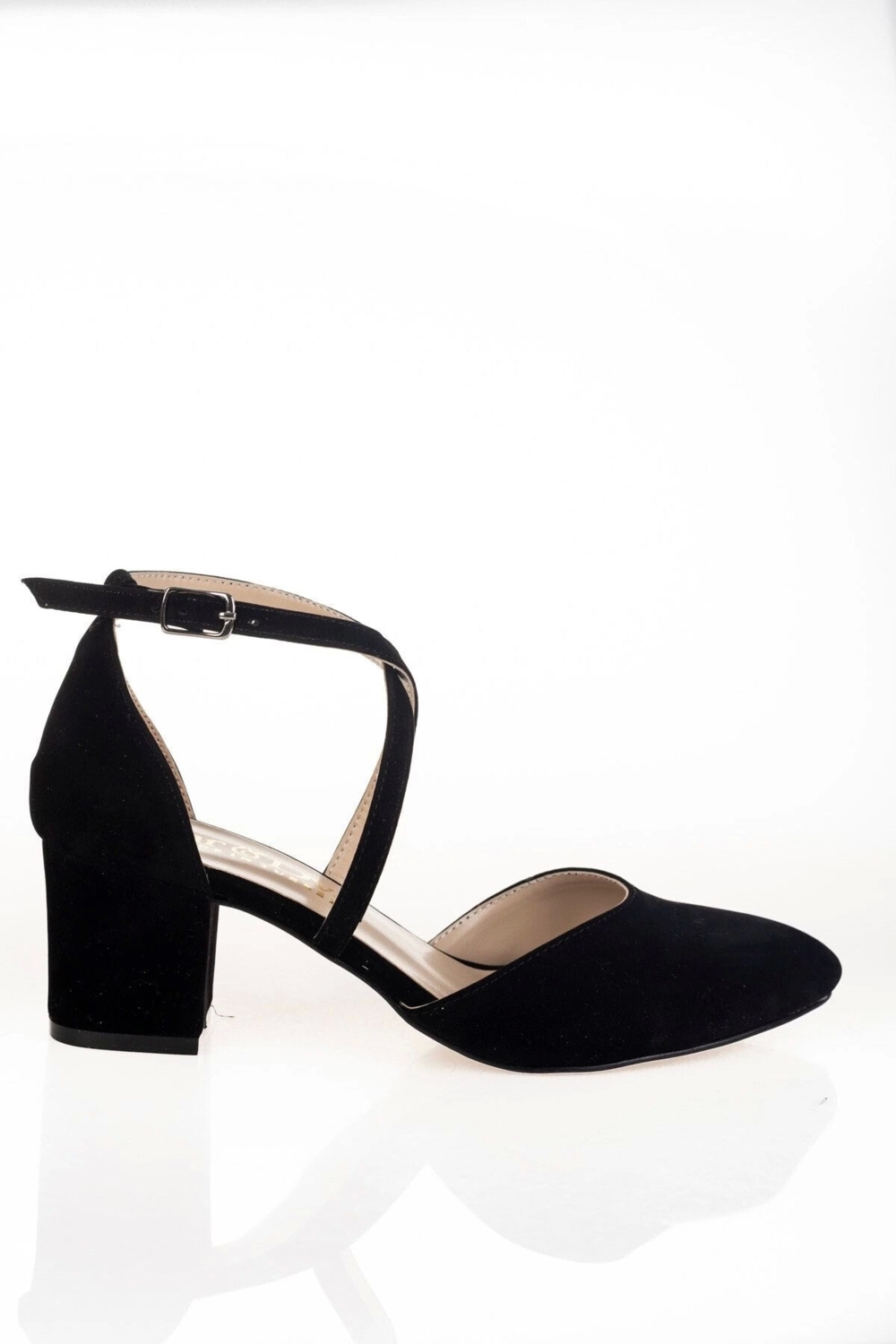 Siyah Süet Topuklu Kadın Klasik Ayakkabı Kadın Topuklu Abiye Ayakkabı Şık Gece Ayakkabısı