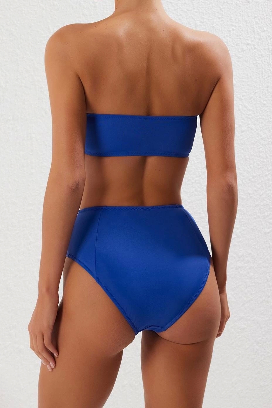 Moda Leopar Atma Kap Straplez Yüksek Bel Hipster Yeşil Straplez Yüksek Bel Hipster Bikini Takımı