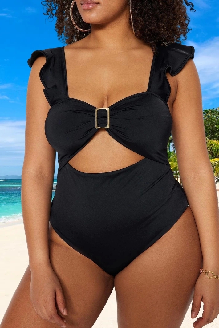 Konforlu Plus Size Mayo Tasarım Büyük Beden Esnek Kumaş Plaj Ve Havuz İçin Şık Detaylı
