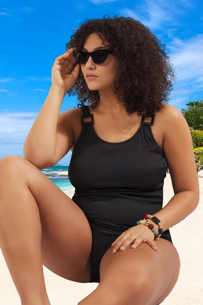 Konforlu Plus Size Mayo Tasarım Büyük Beden Rahat Kesim Plaj Kıyafeti