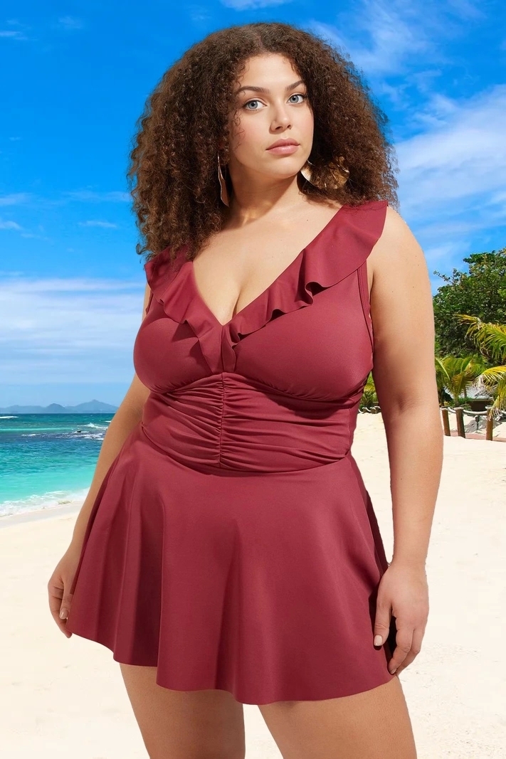 Konforlu Plus Size Mayo Tasarım Büyük Beden Yüksek Konfor UV Korumalı Deniz Kıyafeti