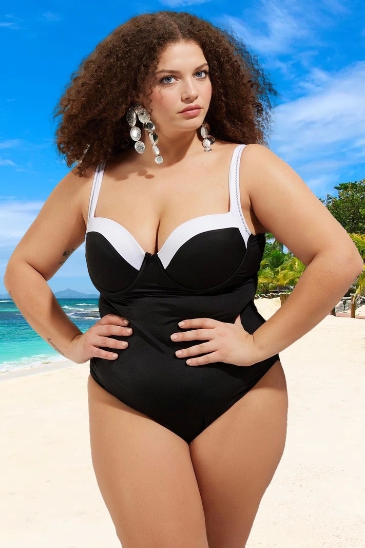 Konforlu Plus Size Mayo Tasarım Büyük Beden Plaj Ve Havuz İçin Klora Dayanıklı Yüksek Konfor
