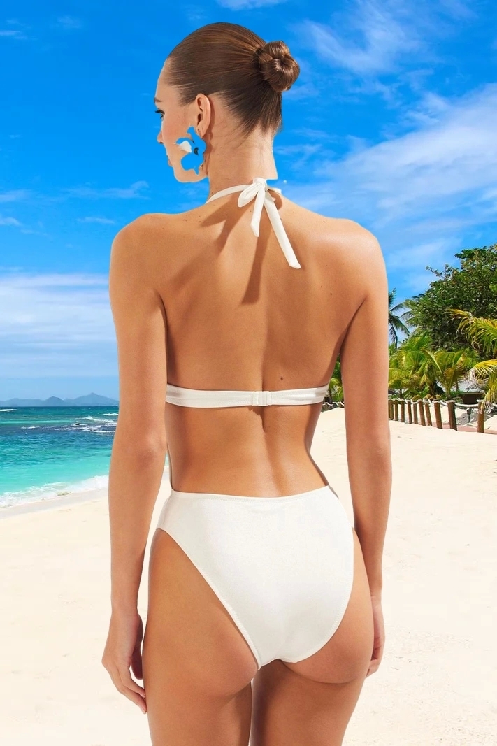 Kadın Moda Kapsız Askılı Derin V Yaka Siyah Balkonet Ters V Balenli High Leg Brazilian Mayokini