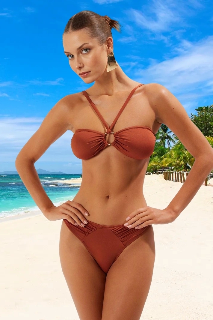 Tasarım Bikini Takımı Şık Detaylı Su Sporları İçin Esnek Kumaş Özel UV Korumalı
