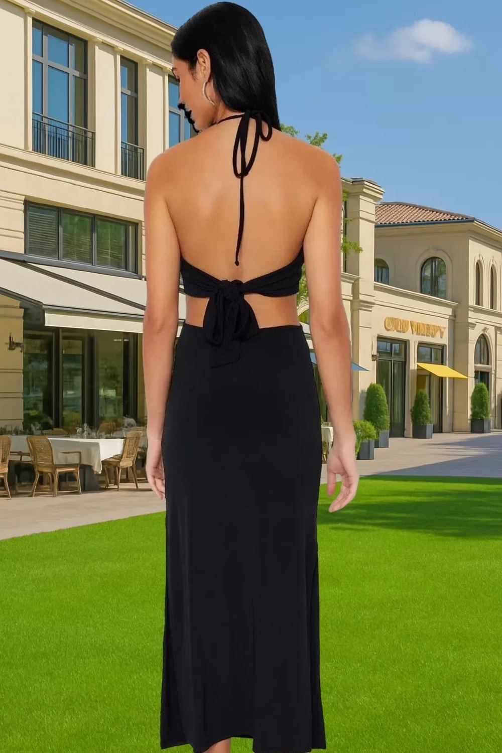 Şık Vücuda Oturan Straplez Maxi Elbise Cut Out Detaylı Günlük Kullanım İçin Özenle Seçilmiş