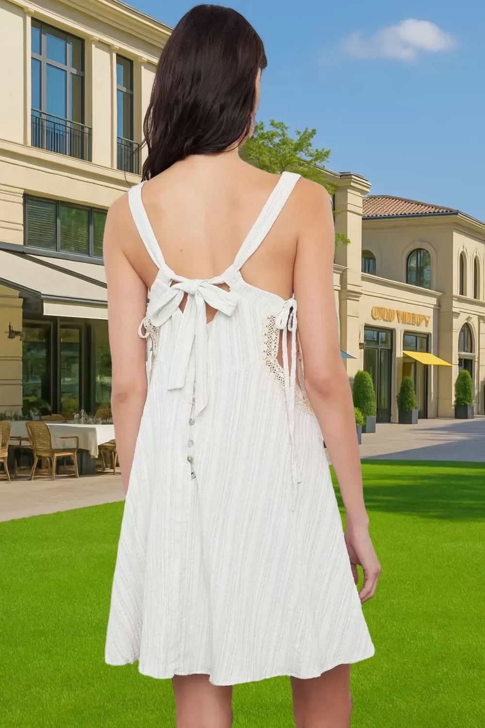 Rahat Mesh Dokuma Mini Elbise V Yaka Cut Out Detaylı Yüksek Kalite Trend Tasarım Konforlu Kesim