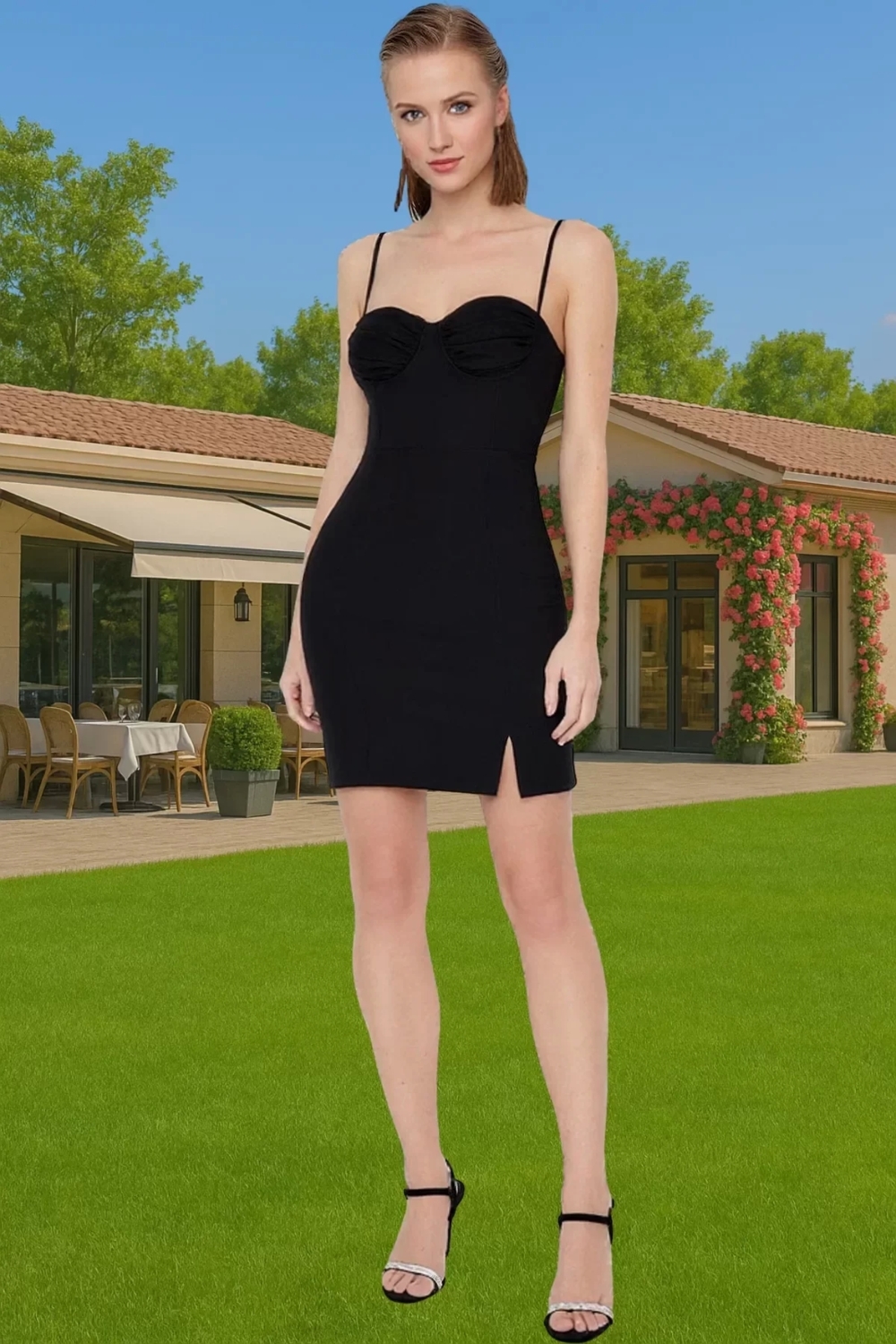 Şık Kadın Astarlı Bodycon Elbise Finike Dokuma Mini Zarifane Tasarım Premium Kalite Yüksek Kalite
