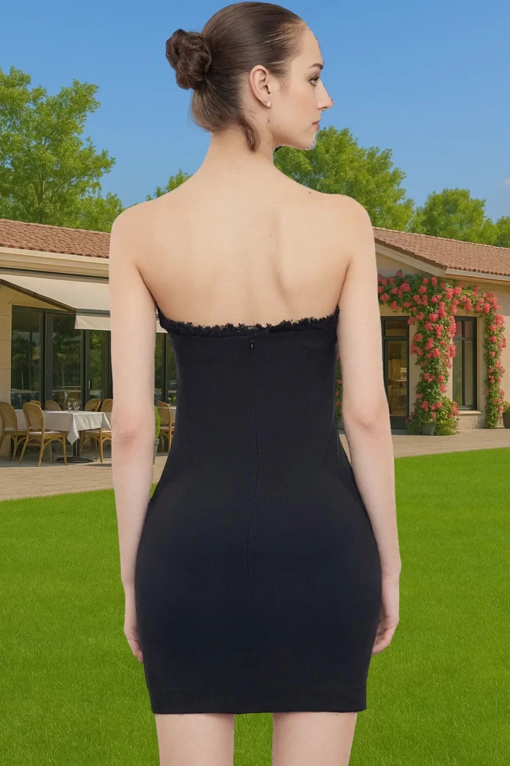 Yazlık Mini Elbise Bodycon Kalıp Finike Dokuma Polyester Kumaş Mükemmel Uyum Seçkin Malzeme