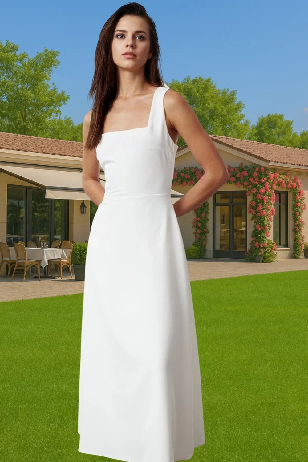 Kadın Şık A Kesim Midi Abiye Elbise Polyester Elastan Ramadan Koleksiyonu Dayanıklı Malzeme