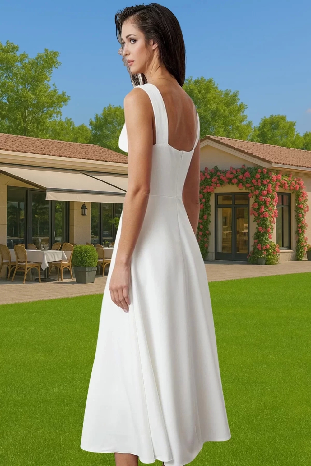 Kadın Şık A Kesim Midi Abiye Elbise Polyester Elastan Ramadan Koleksiyonu Dayanıklı Malzeme