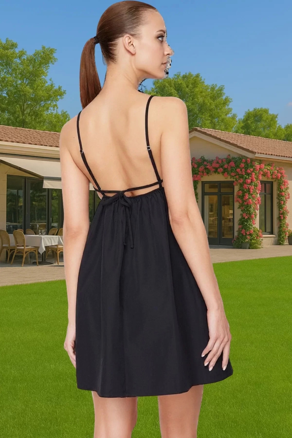 Şık Kadın Mini Abiye Elbise Pamuklu Dokuma Cut Out Detaylı Özenle Seçilmiş Modern Stil Rahat Ve Şık