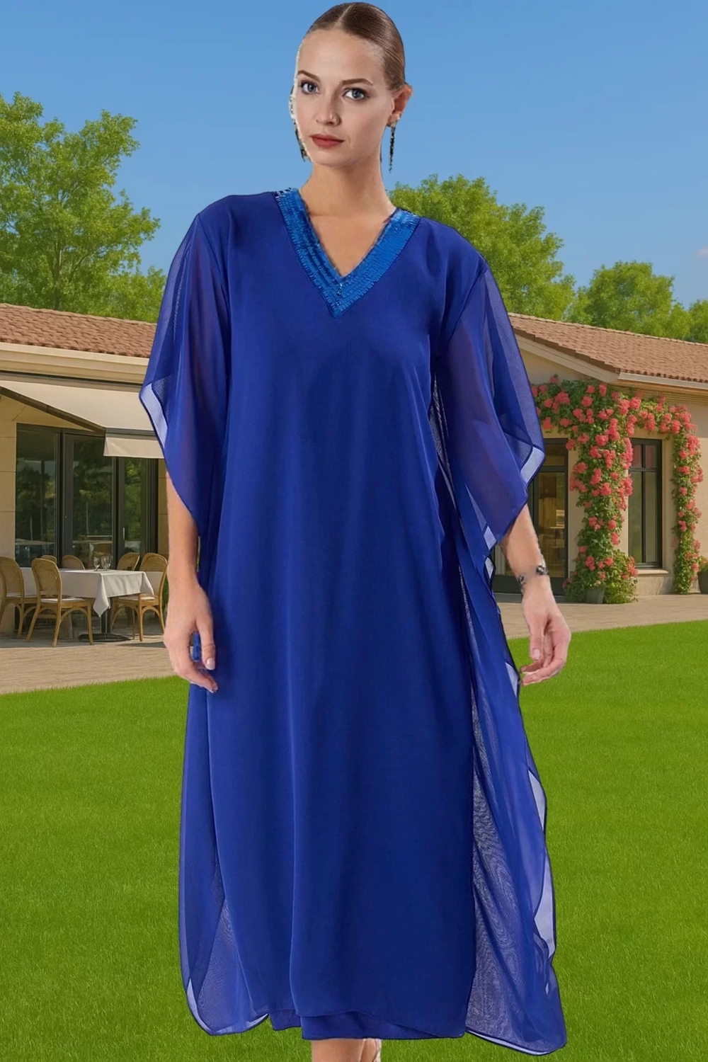A Line Şifon Abiye Elbise Payet Detaylı Yazlık Modern Stil Yüksek Kalite Günlük Kullanım İçin