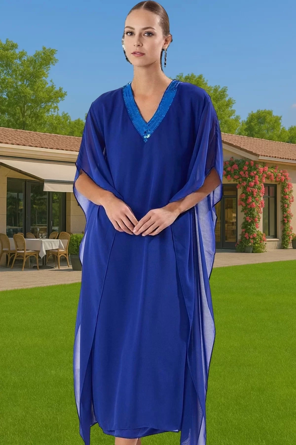 A Line Şifon Abiye Elbise Payet Detaylı Yazlık Modern Stil Yüksek Kalite Günlük Kullanım İçin