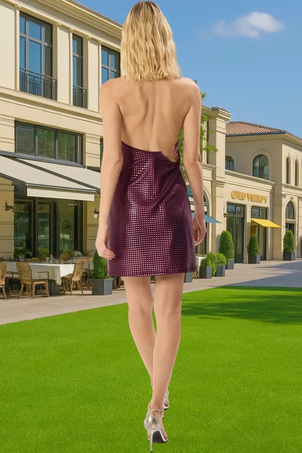 Halter Yaka Örme Mini Abiye Elbise Polyester Kumaşlı Yazlık Rahat Ve Şık Uzun Ömürlü Yüksek Kalite