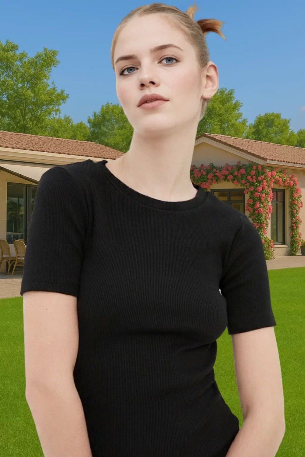 Kadın Bisiklet Yaka Kısa Kollu Mini Elbise Polyester Örme Günlük Kaliteli İşçilik Şık Görünüm