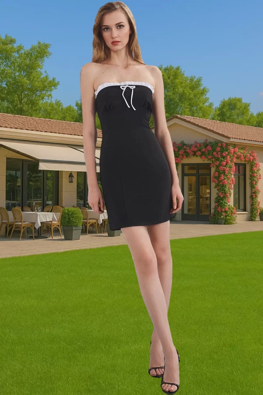 Yazlık Mini Straplez Abiye Elbise Polyester Elastan Dokuma Kumaş Premium Kalite Kaliteli İşçilik