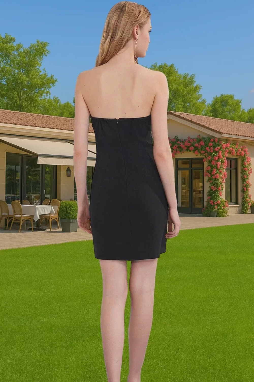 Yazlık Mini Straplez Abiye Elbise Polyester Elastan Dokuma Kumaş Premium Kalite Kaliteli İşçilik