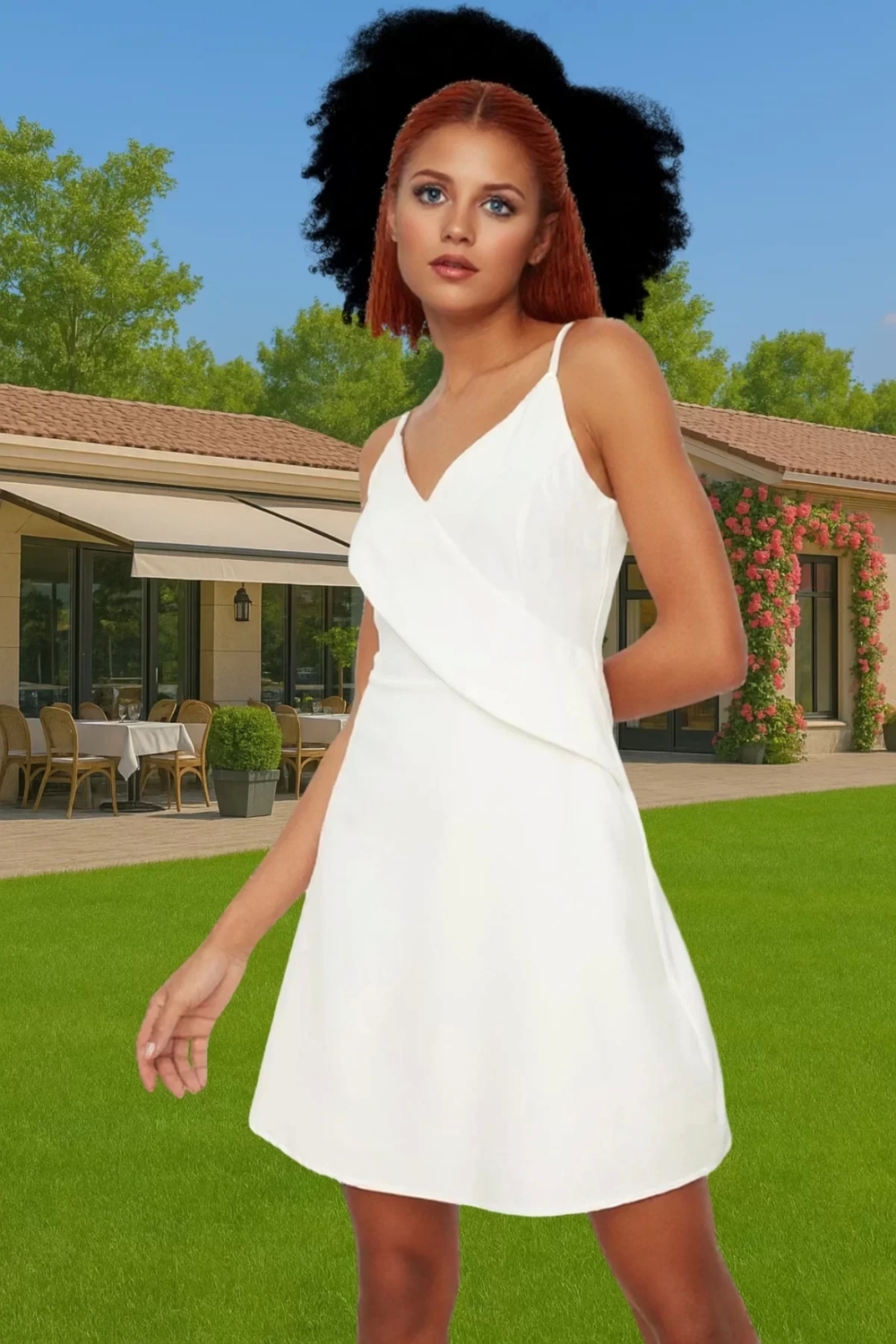 Askılı Fırfırlı A Kesim Mini Elbise Polyester Kumaş Rahat Yazlık Konforlu Kesim Profesyonel Görünüm