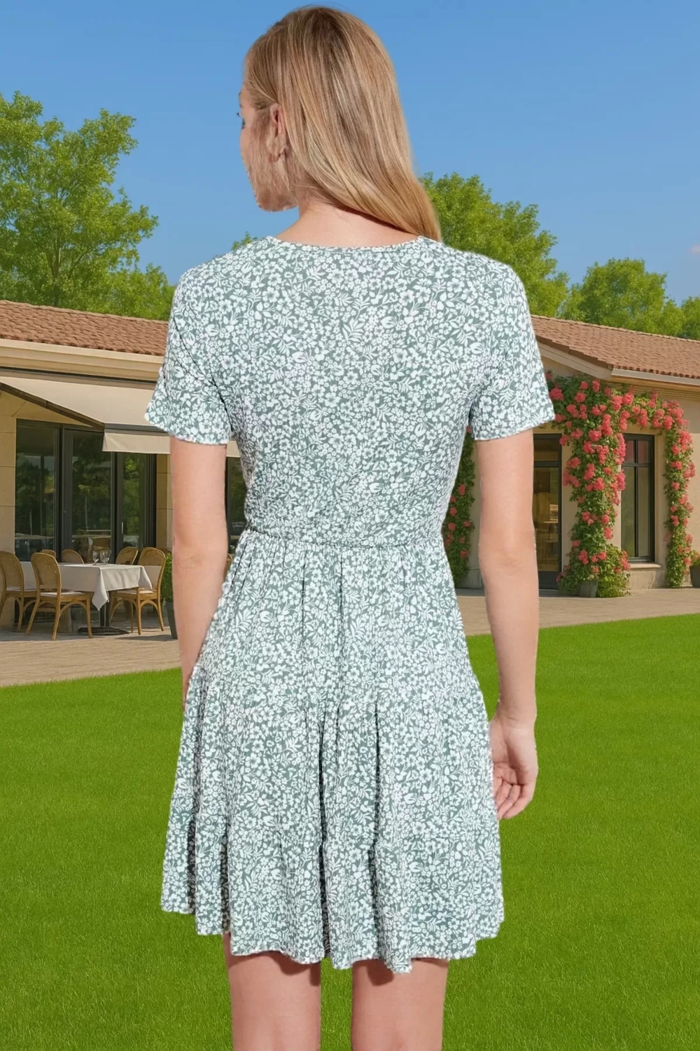 Kadın Yazlık Mini Elbise Polyester Elastan Kumaşlı Kisa Kol Konforlu Kesim Özenle Seçilmiş