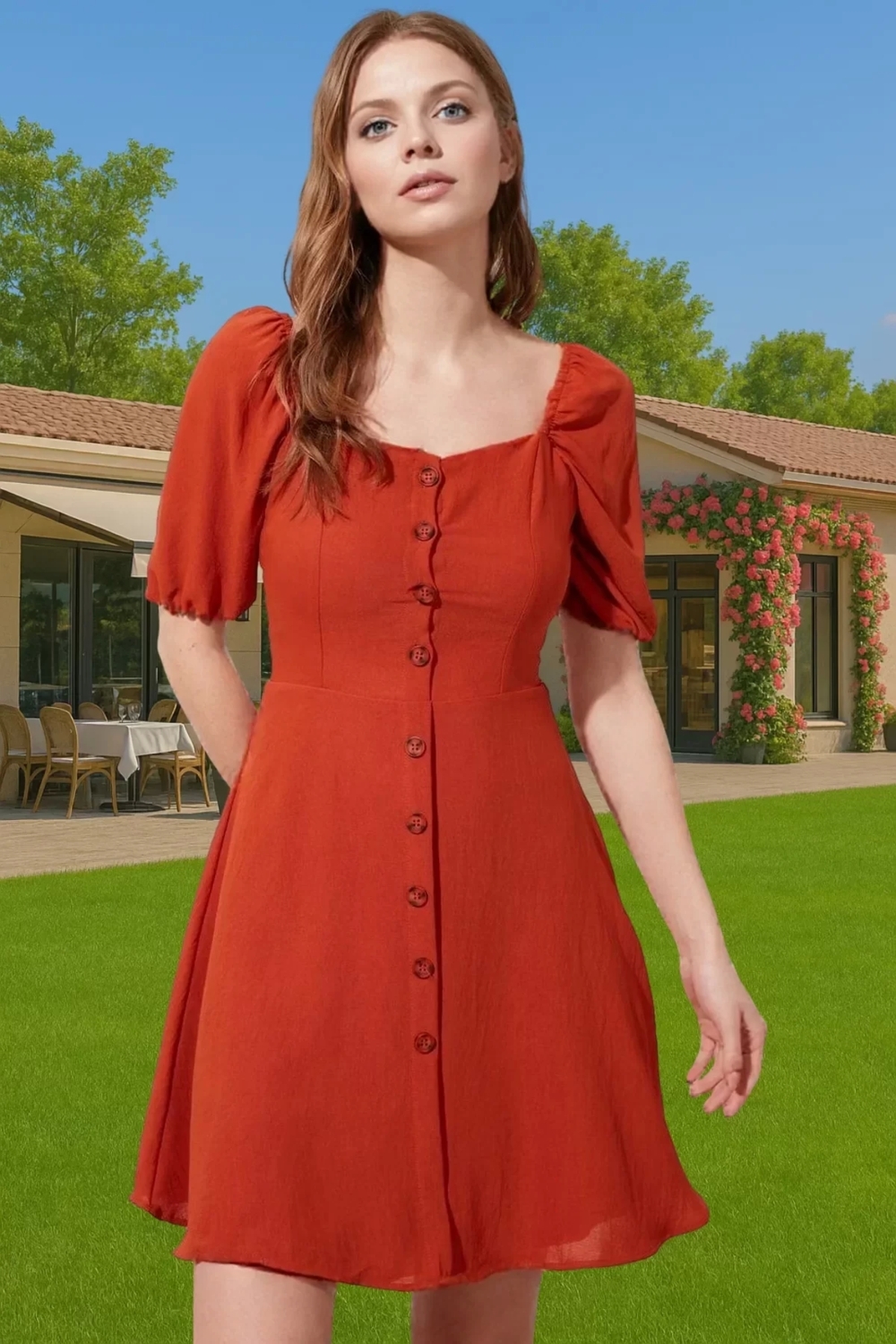 Kadın Şık A Kesim Mini Elbise Pamuk Polyester Dokuma Kumaş Şık Görünüm Özenle Seçilmiş Mükemmel Uyum