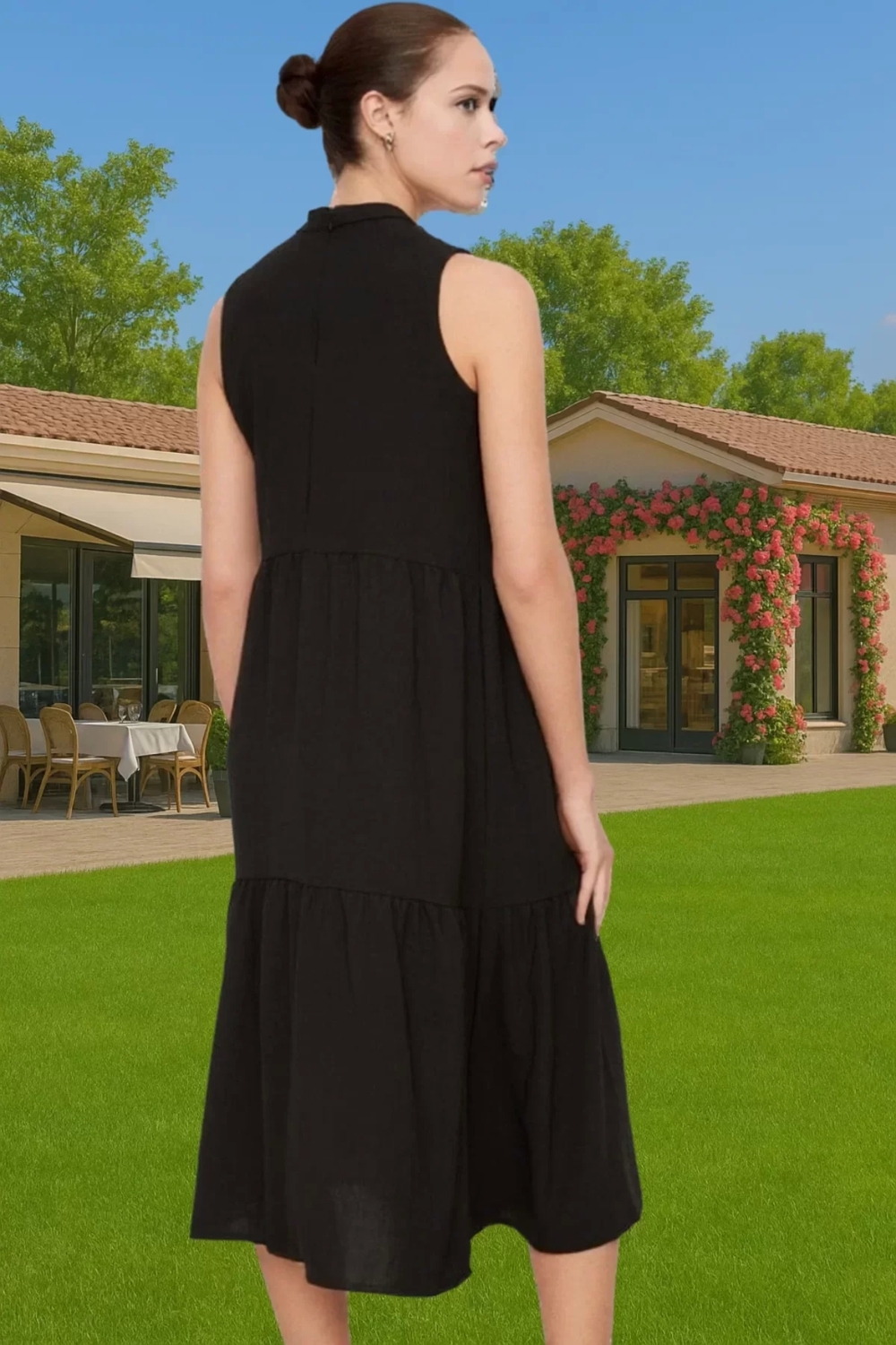 Kadın Şık Düz Kesim Kolsuz Midi Elbise Polyester Kumaş Nefes Alabilir Şık Görünüm Kaliteli İşçilik