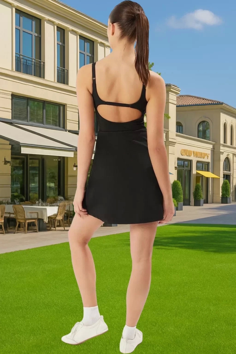 Kadın Siyah Spor Elbise İnce Askılı Mini Örme Kumaş Premium Kalite Şık Görünüm Şık Görünüm
