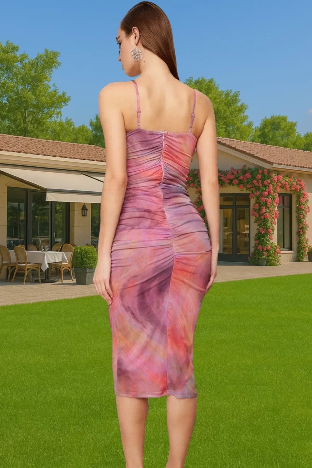Zarif Kare Yaka Kolsuz Bodycon Abiye Elbise Polyester Midi Boy Premium Kalite Özenle Seçilmiş